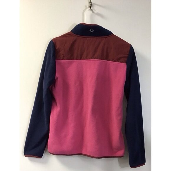 Vineyard Vines Harbor Fleece 1/4 Snap Jacket - Womens Navy - Picture 2 of 3